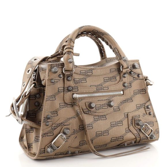 Balenciaga Neo Cagole City Bag BB Monogram Coated Canvas XS Brown - Picture 3 of 7